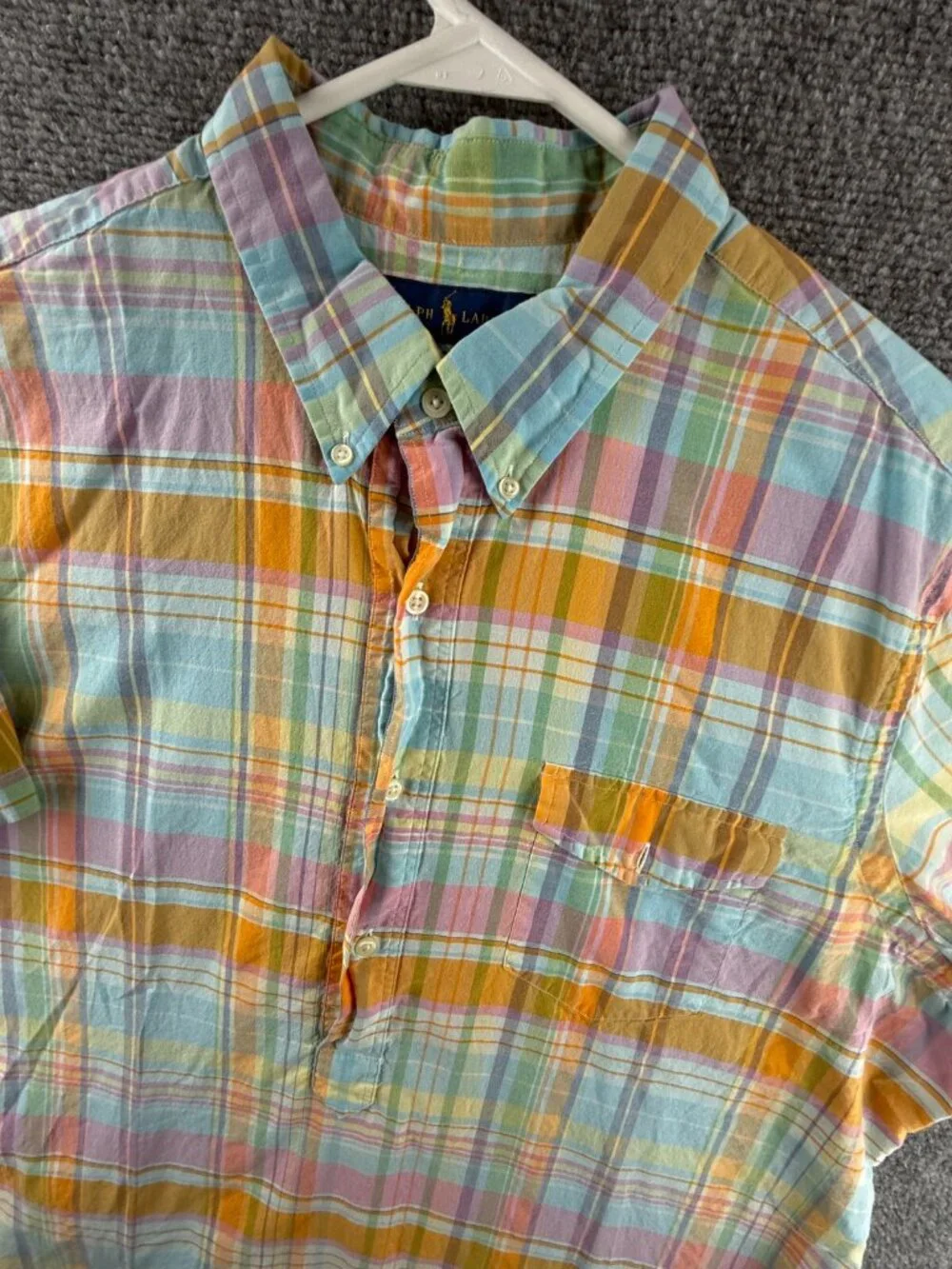 Polo Ralph Lauren ` Twill Plaid Colorful XL Short Sleeve Pullover Light